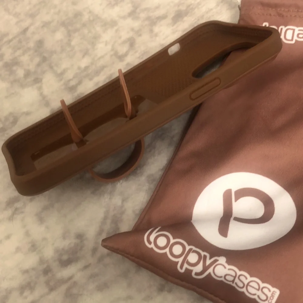 Loopy Case Phone Case “Cappuccino”Brown Silicone Phone Case with Hand Strap